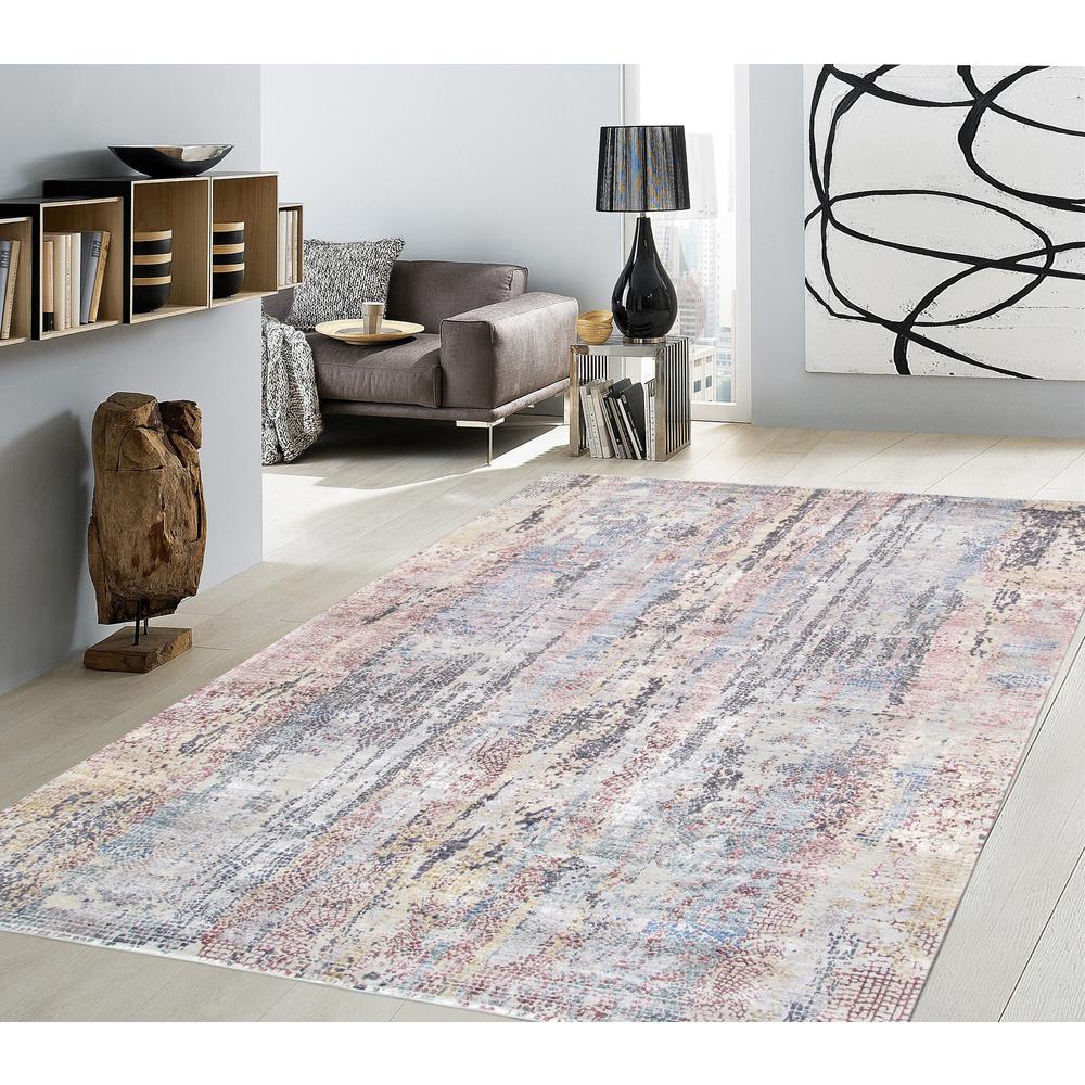 Pasargad Home Modern Gemstone Collection Hand-Knotted Silk & Wool Area Rug- 8' 2" X 10' 0"  - GEM-3 8x10. Picture 4