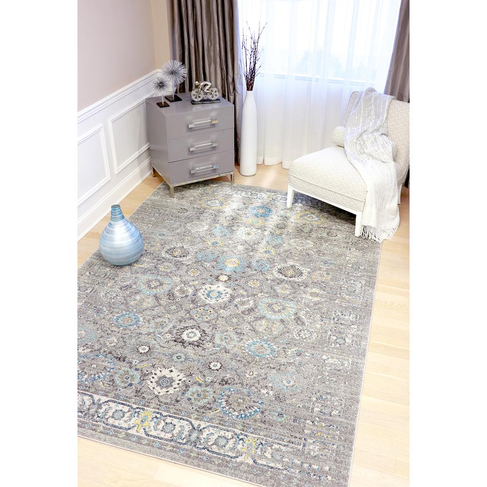Pasargad Home Chelsea Design Power Loomed Silver Abstract Area Rug - RC-5586SS 6x6. Picture 2