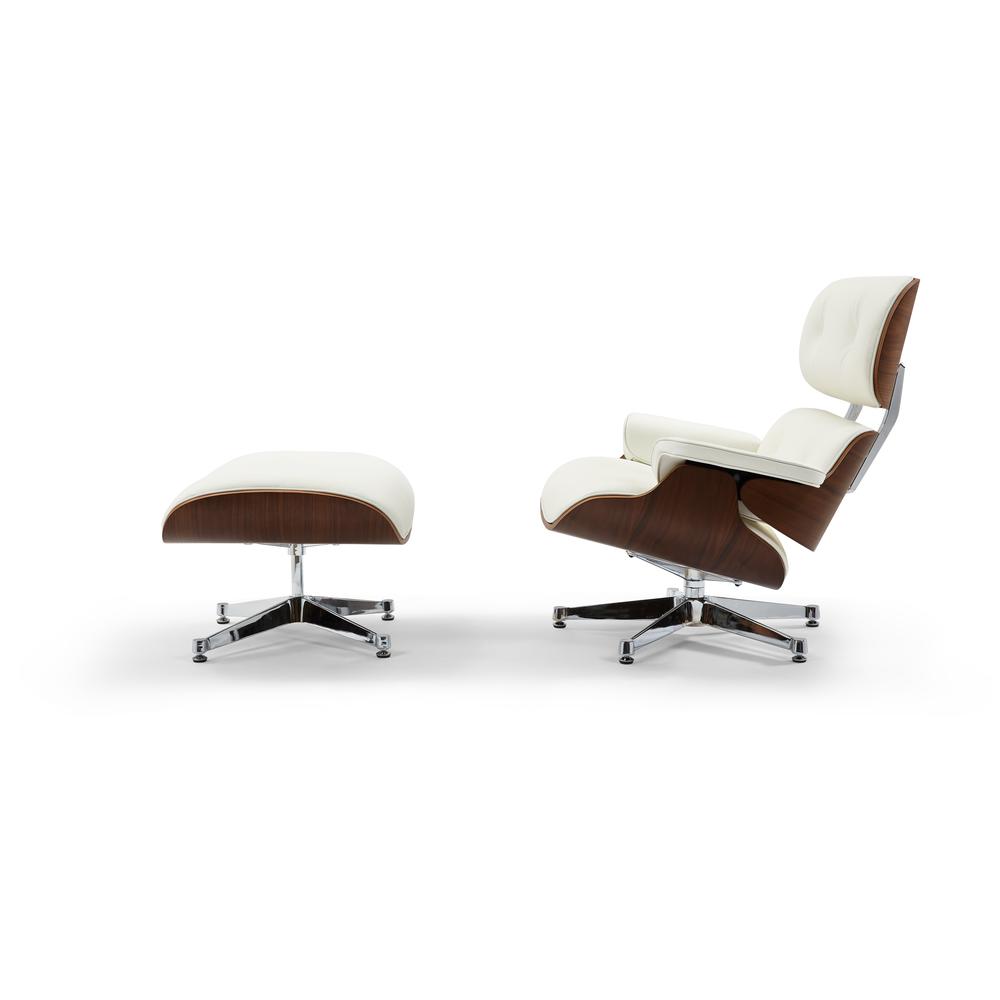 Pasargad Home Portofino Leather Lounge Chair, White. Picture 2