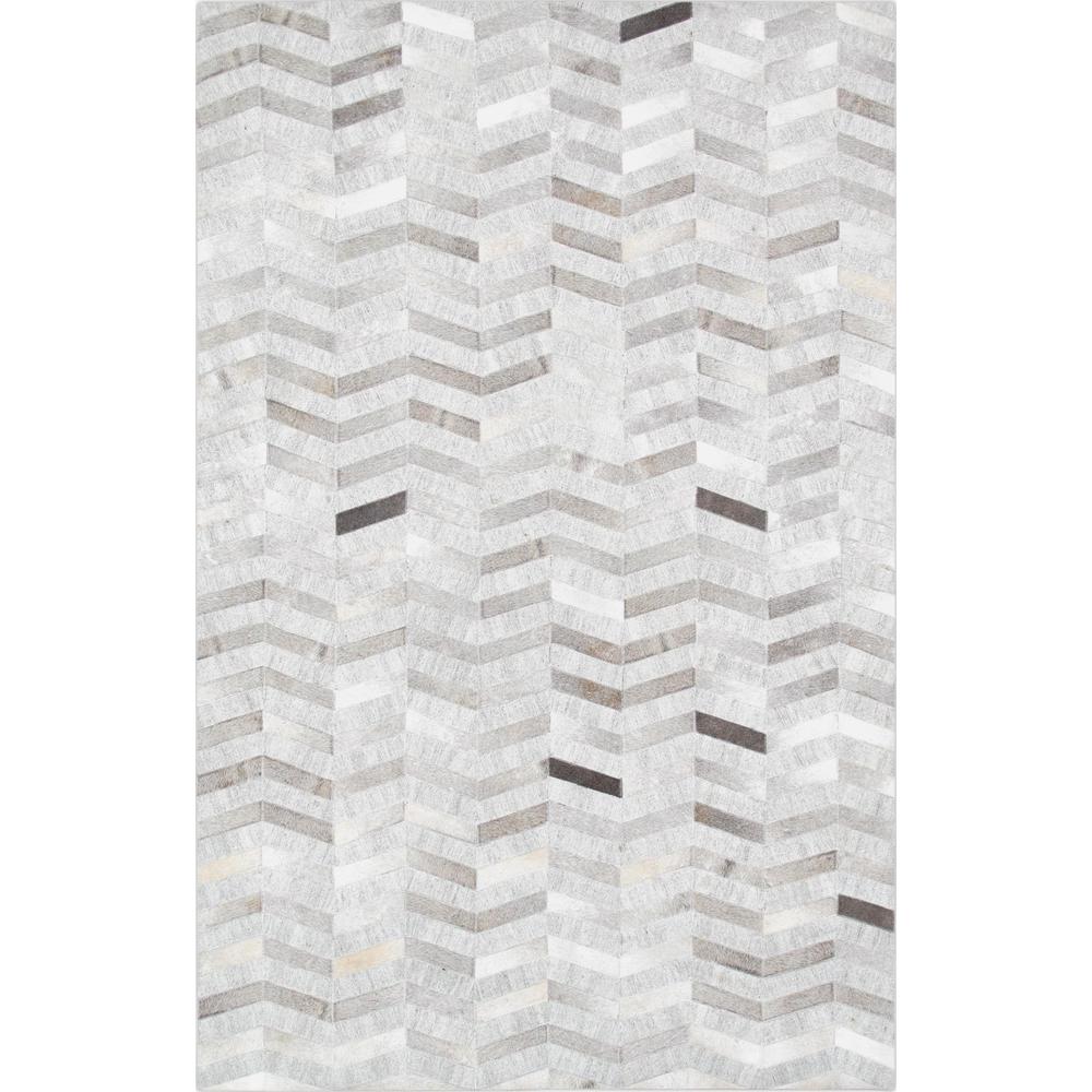 Pasargad Home Chevron Silver Cowhide Rug- 8' 0" X 10' 0" - PTX-3105 8x10. The main picture.