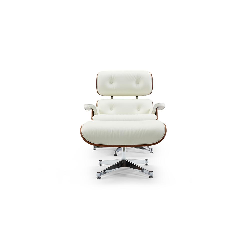 Pasargad Home Portofino Leather Lounge Chair, White. Picture 7