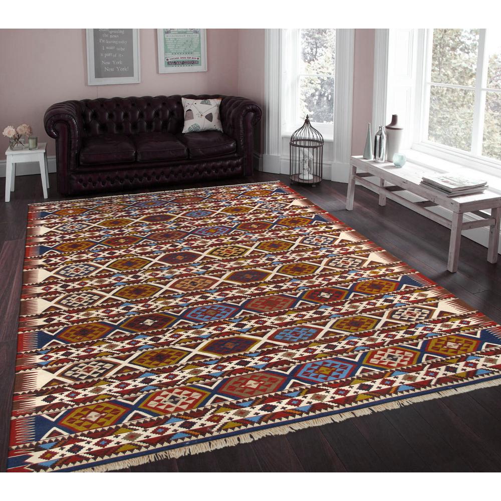 Pasargad Home Vintage Shirvan Collection Multi Lamb's Wool Area Rug- 5' 8" X 10' 8" - 000406. Picture 2