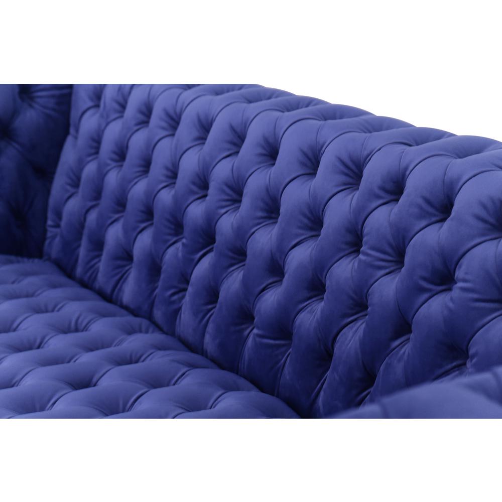 Pasargad Home Vicenza Collection Velvet Tufted Sofa (Blue). Picture 4