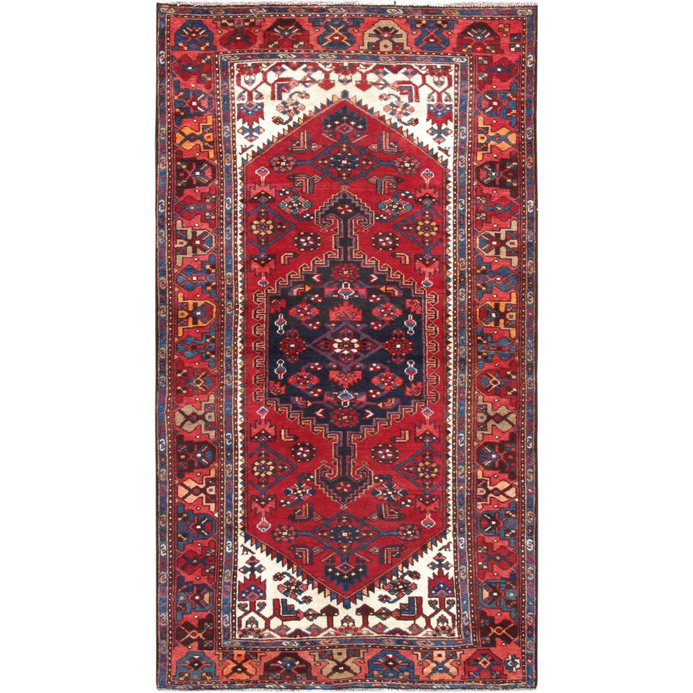 Pasargad Home Vintage Hamadan Collection Rust Wool Area Rug- 4' 4" X 7'10" - 054712. The main picture.