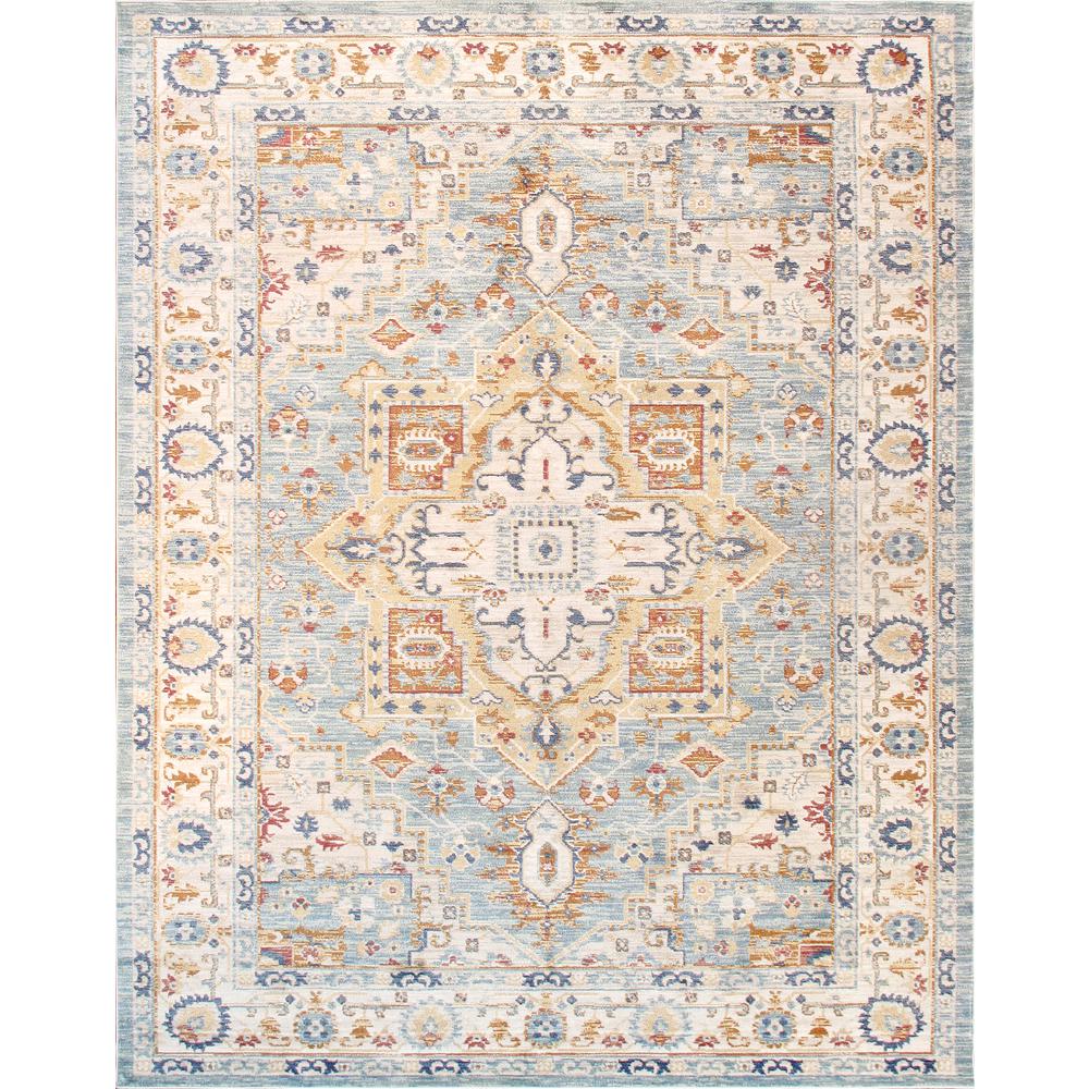 Pasargad Home Heritage Design Light Blue Fabric Area Rug- 5' 0" X 8' 0". The main picture.