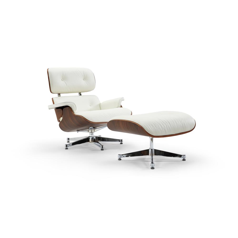 Pasargad Home Portofino Leather Lounge Chair, White. Picture 6