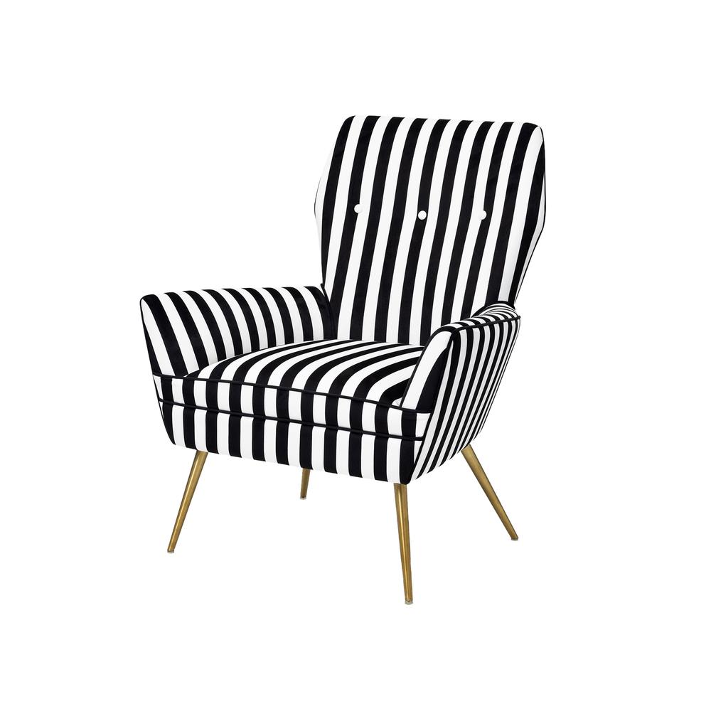 Black and white striped chair outlet with gold legs