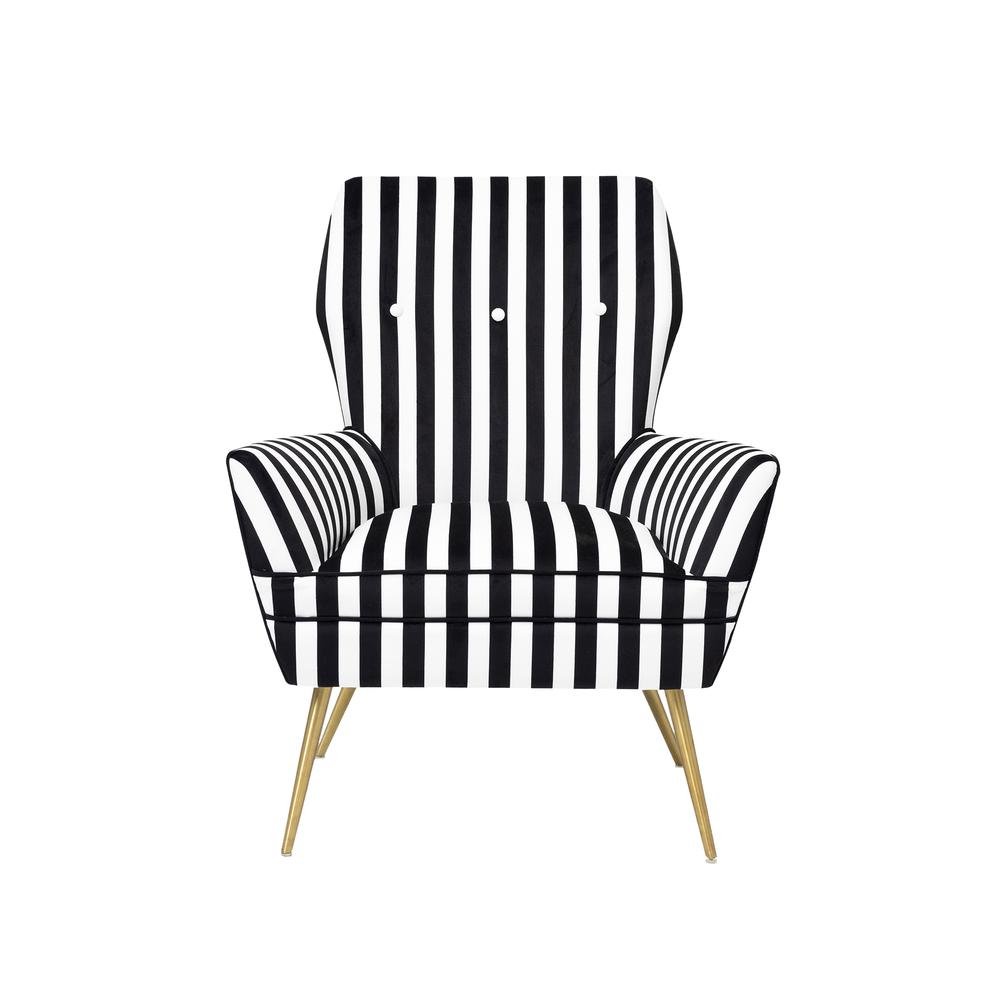 Black and white striped 2025 chair with gold legs