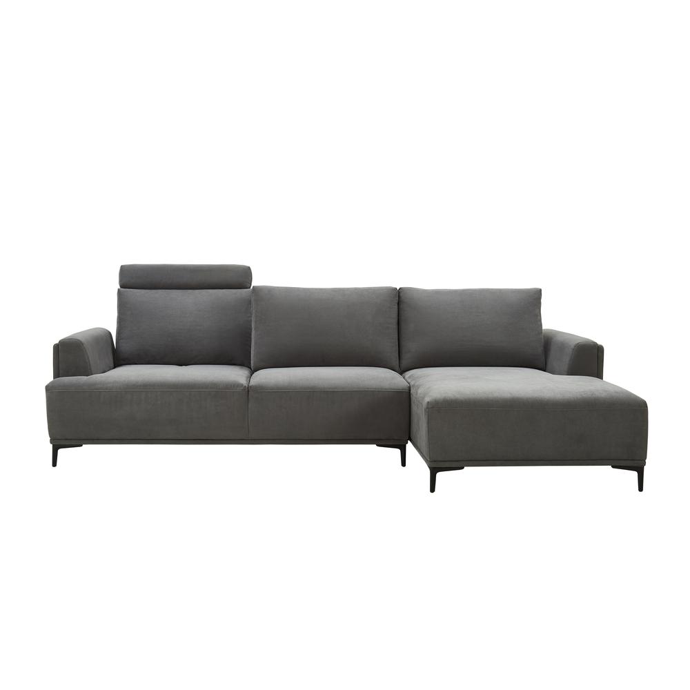 Modern Sectional Lucca Sectional Sofa with Push Back Functional, Right Facing Grey Color - CF-38L2G02R. Picture 3