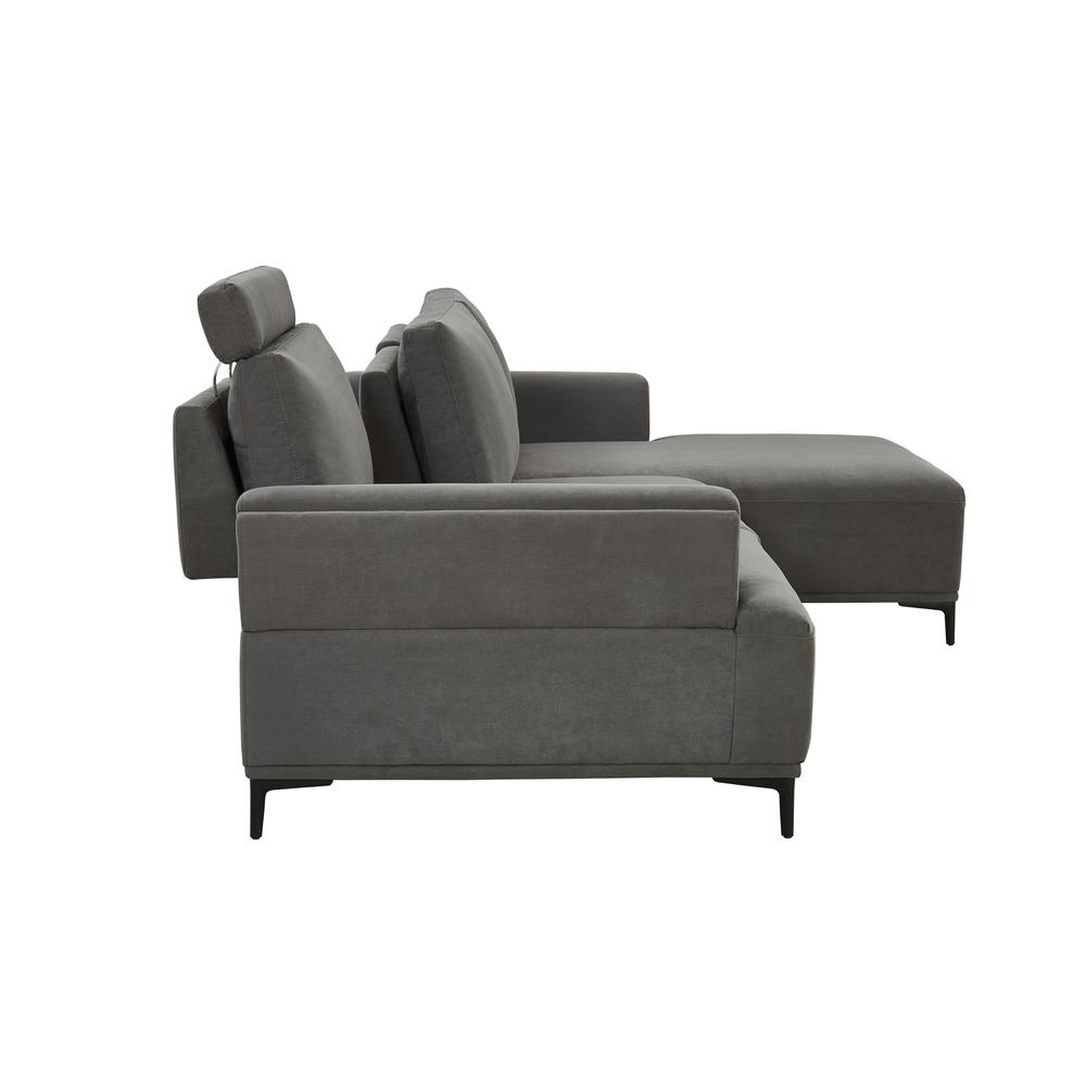 Modern Sectional Lucca Sectional Sofa with Push Back Functional, Right Facing Grey Color - CF-38L2G02R. Picture 4
