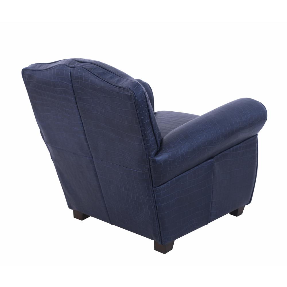 Pasargad Home Vicenza Collection Leather Wing Chair, Blue - CHAIR-1042. Picture 3