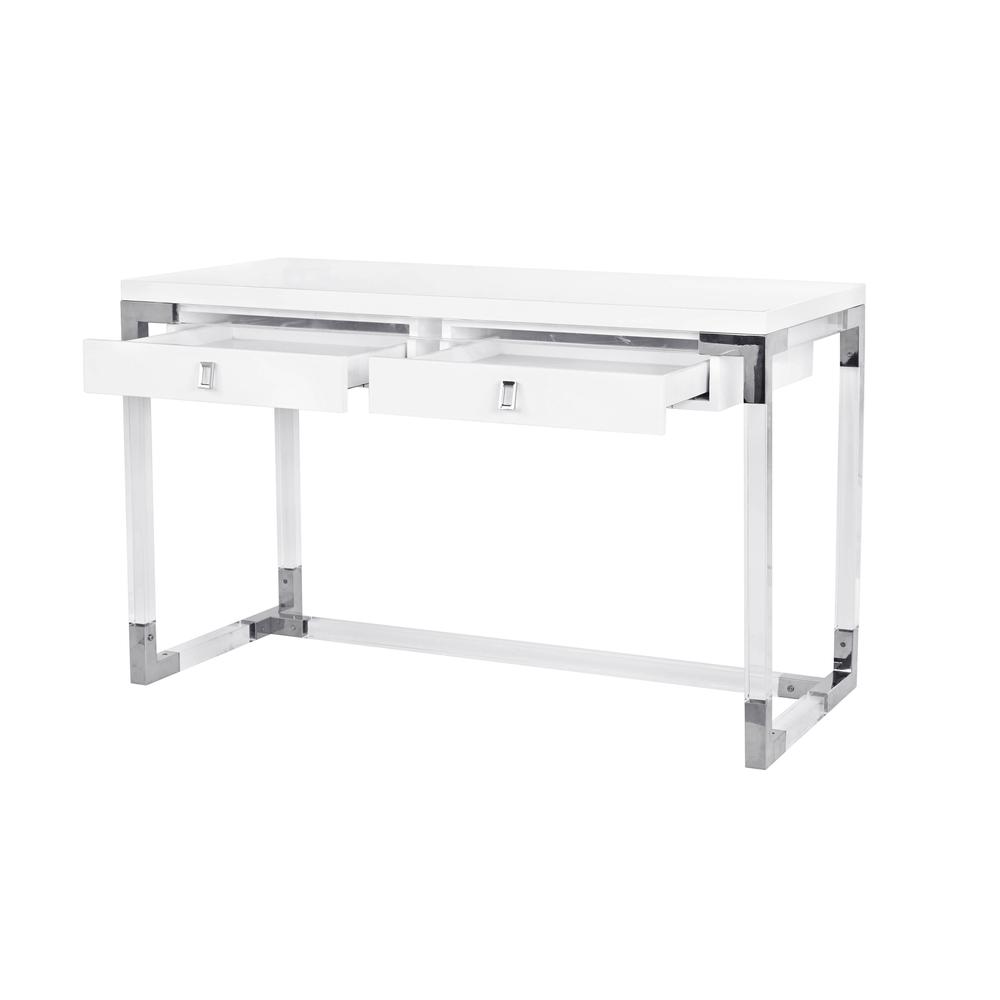 Pasargad Home Firenze Contemporary Desk, Lacquer top with Lucite/Chrome Base. Picture 4