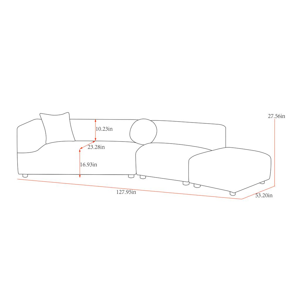 Pasargad Home Portfino Indoor Modern Sectional Sofa with 2 Fur Pillow. Picture 2