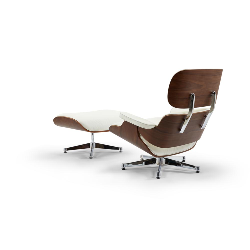 Pasargad Home Portofino Leather Lounge Chair, White. Picture 3