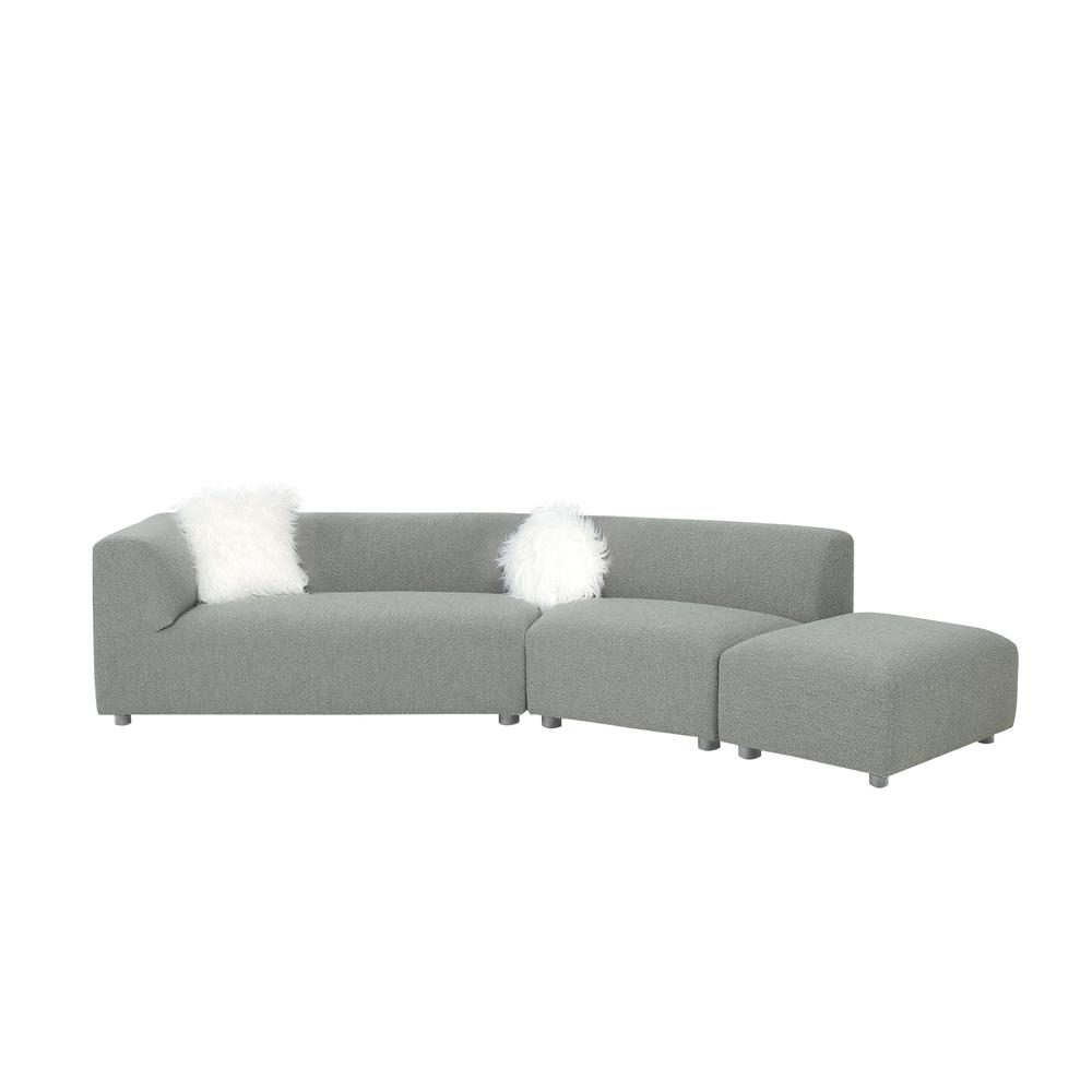 Pasargad Home Portfino Indoor Modern Sectional Sofa with 2 Fur Pillow. The main picture.