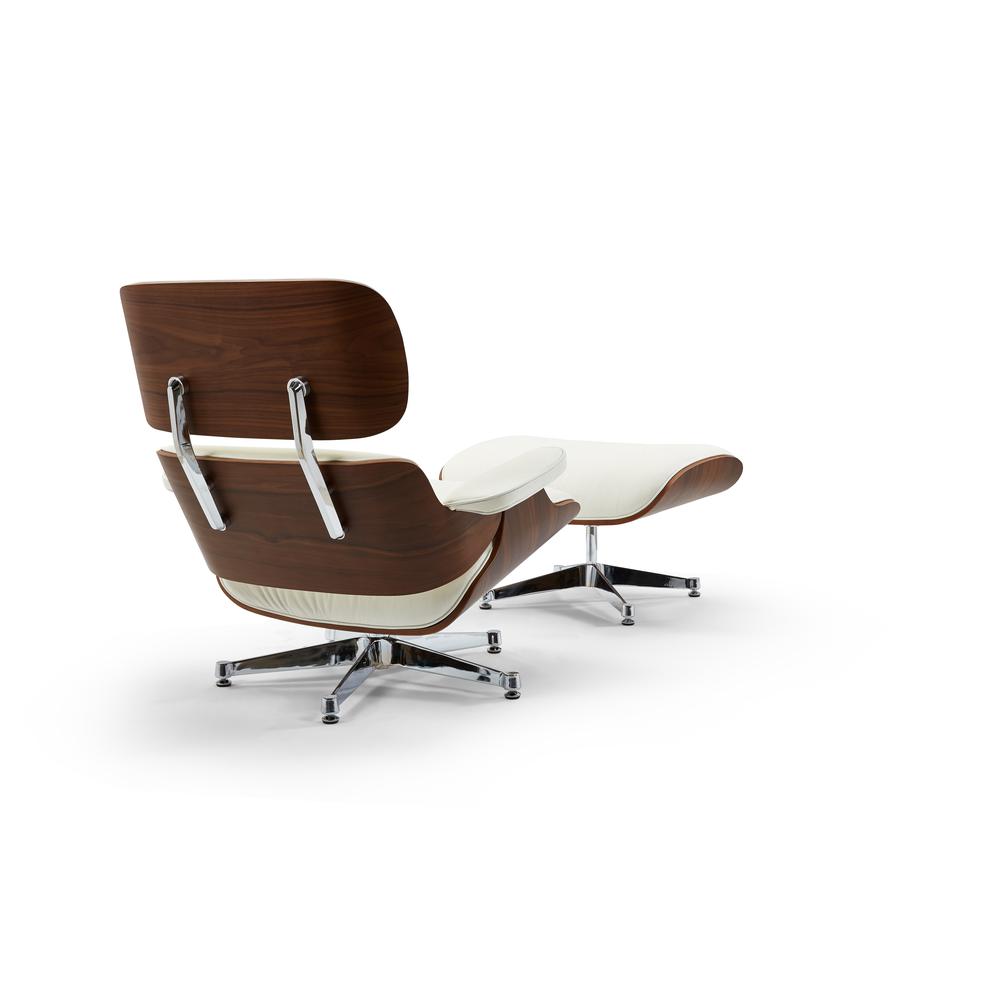 Pasargad Home Portofino Leather Lounge Chair, White. Picture 4