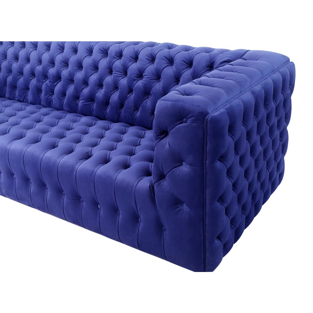 Pasargad Home Vicenza Collection Velvet Tufted Sofa (Blue). Picture 3
