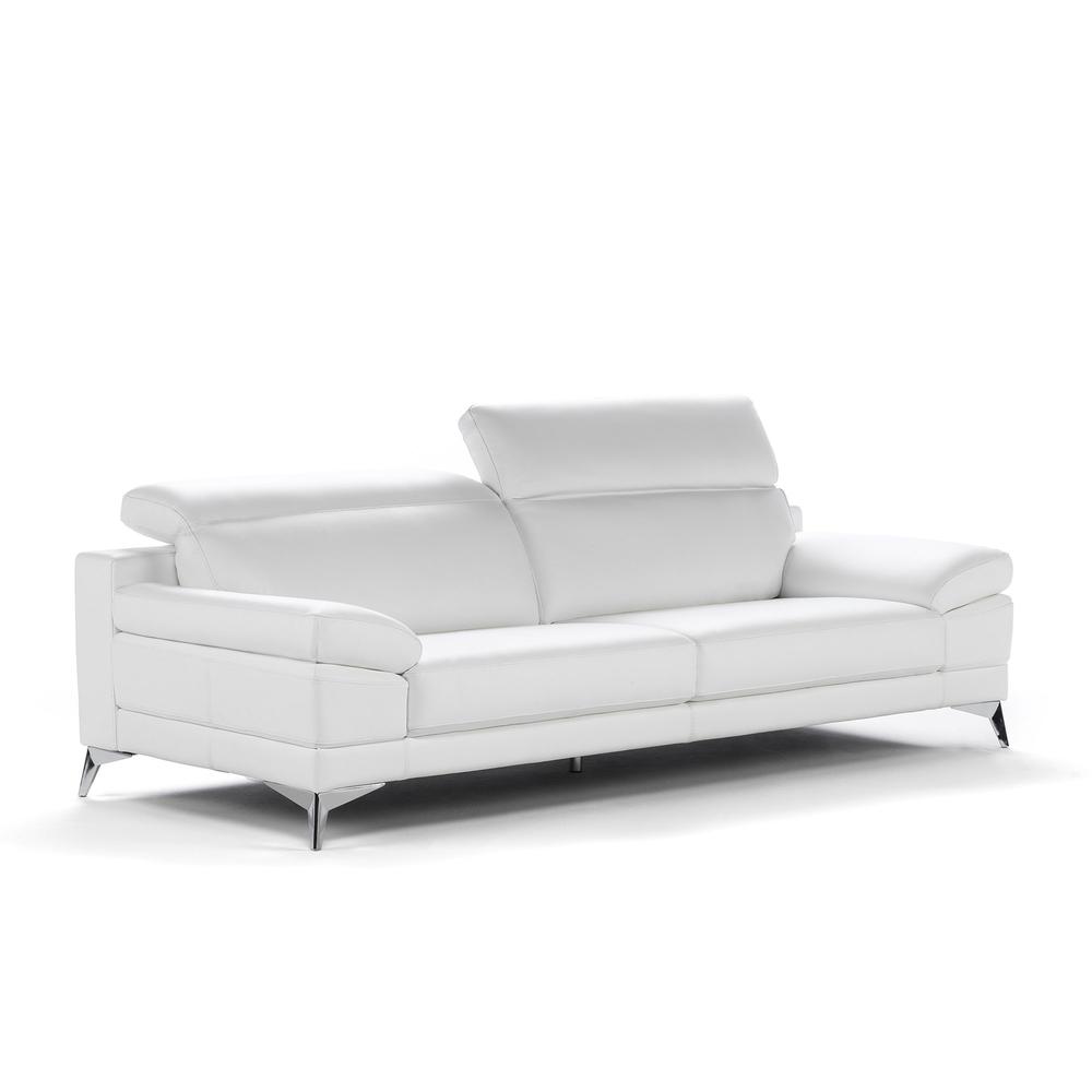 Pasargad Home Casanova Collection Italian Leather Pillow Top Arm Sofa with Adjustable Headrests, White - PID-400WT-3. Picture 1