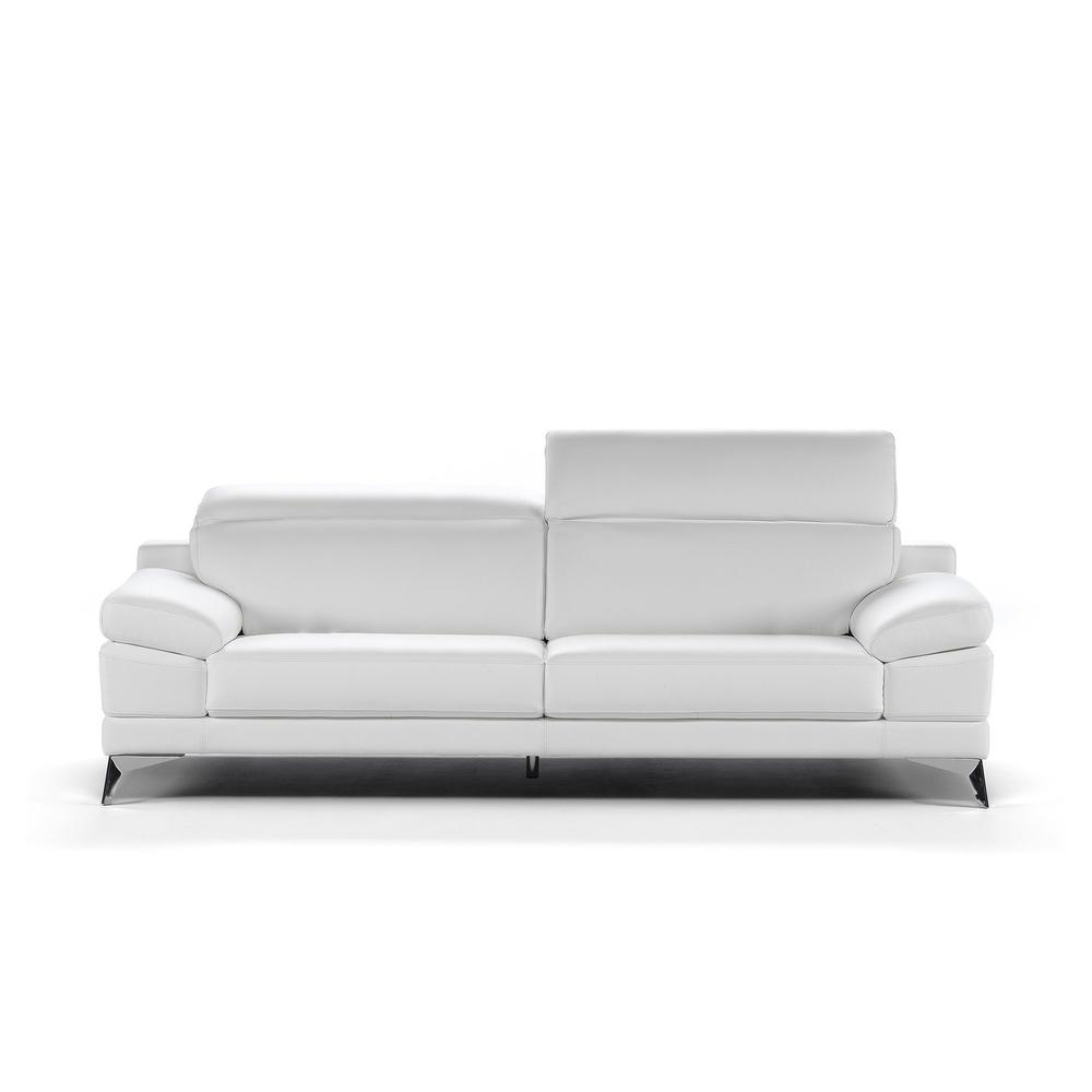 Pasargad Home Casanova Collection Italian Leather Pillow Top Arm Sofa with Adjustable Headrests, White - PID-400WT-3. Picture 2
