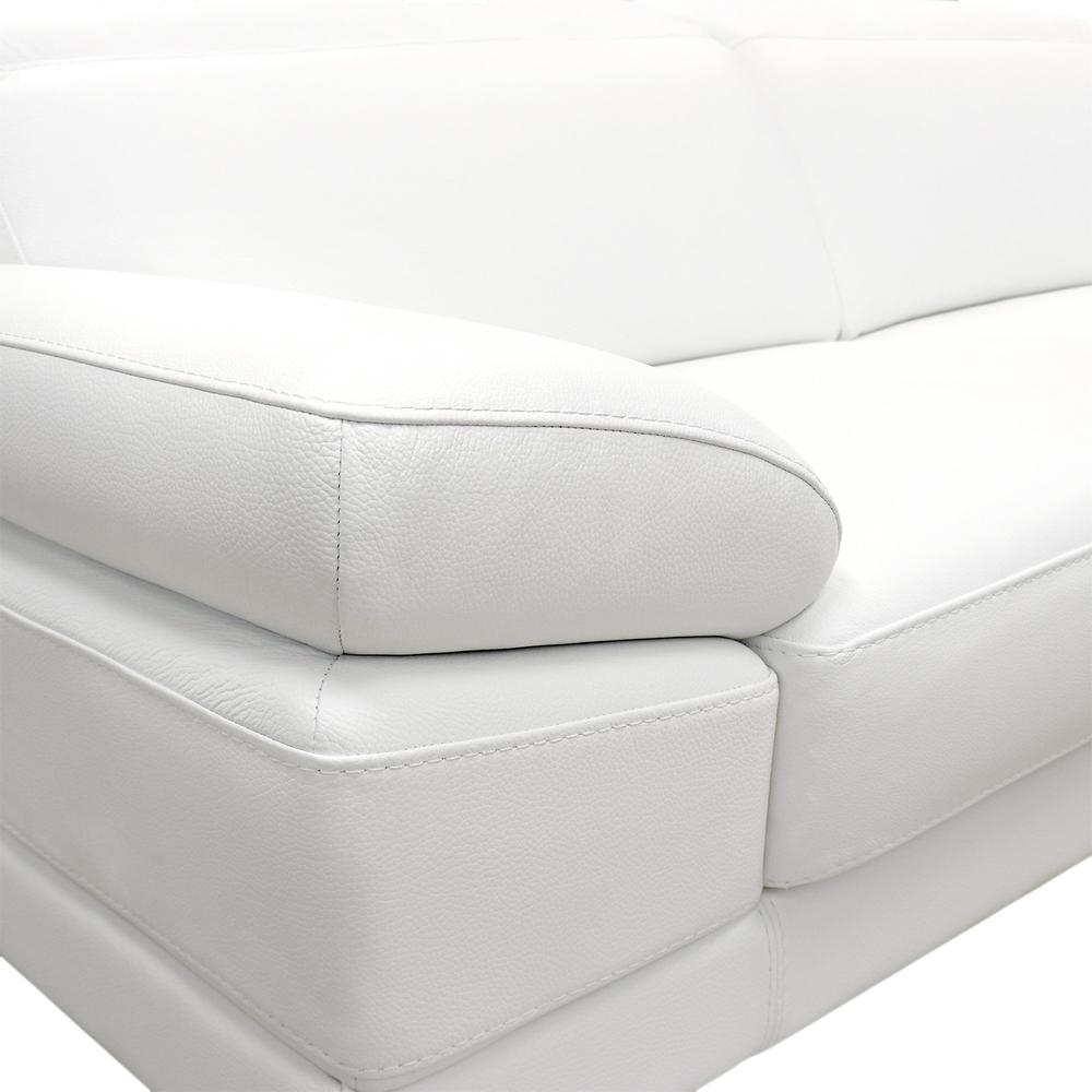 Pasargad Home Casanova Collection Italian Leather Pillow Top Arm Sofa with Adjustable Headrests, White - PID-400WT-3. Picture 4