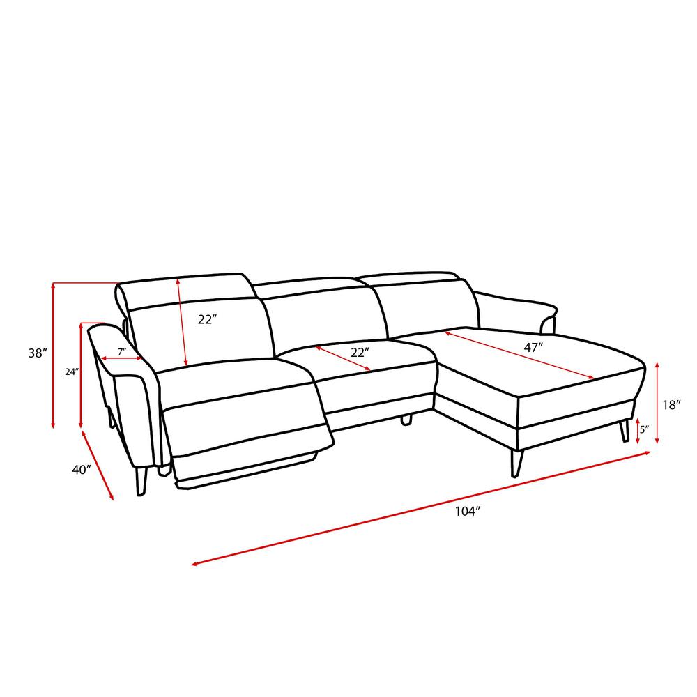Pasargad Home Casanova Sectional Sofa with Motorized Foot Rest & Adjustable Headrests, Right Hand Facing - PID-501BG-R. Picture 5
