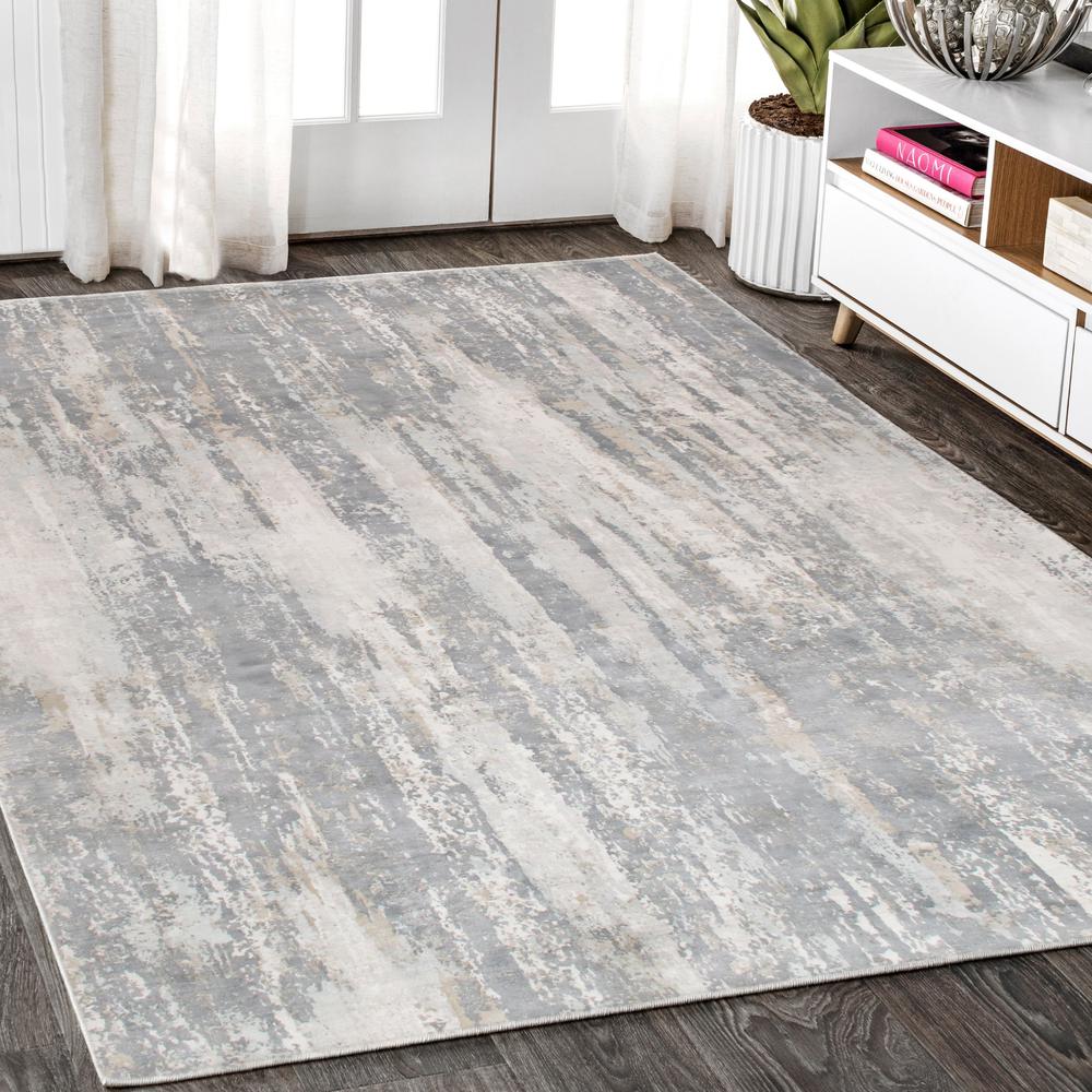 Pasargad Home Beverly Collection Hand-Loomed Grey Silk Rug-10' 0" X 14' 0" - POP-8145 10x14. Picture 6