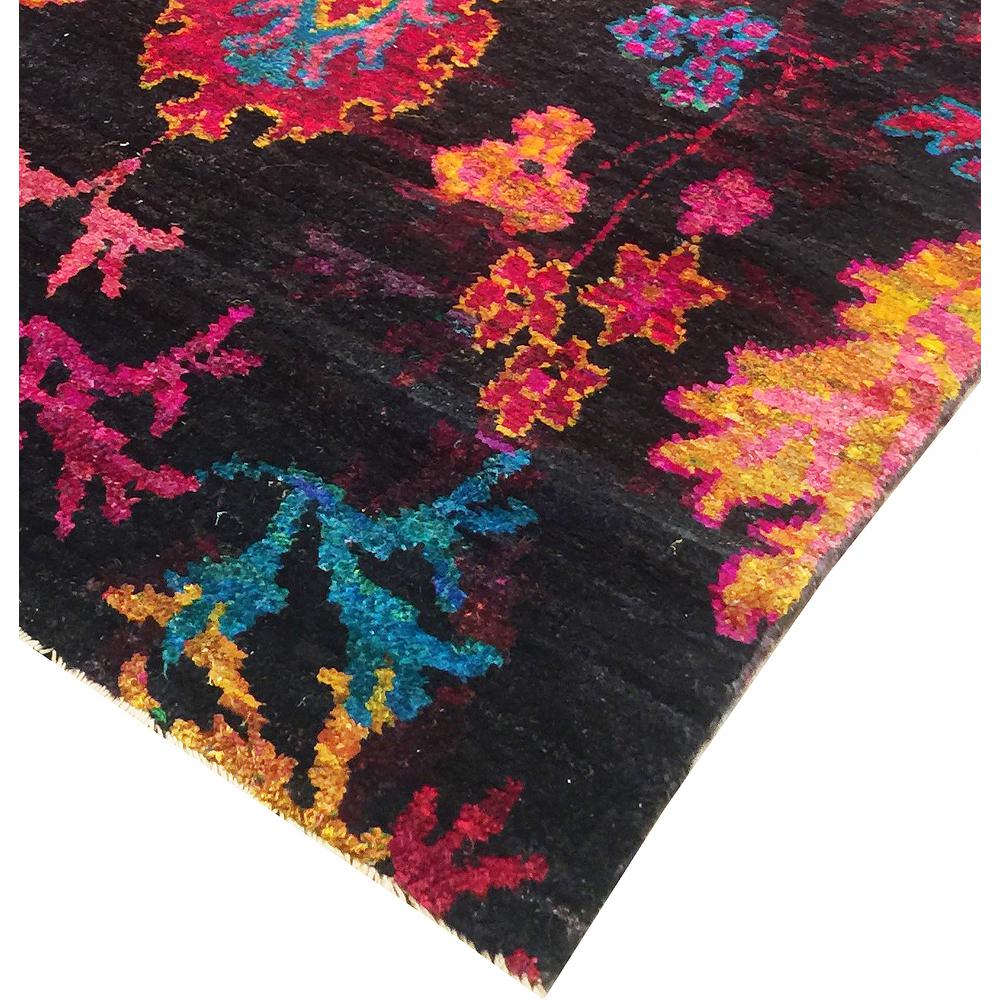 Pasargad Home Ikat Collection Hand-Knotted Sari Silk Area Rug- 6' 7" X 7' 11"  - PSLK-27 7X8. Picture 3