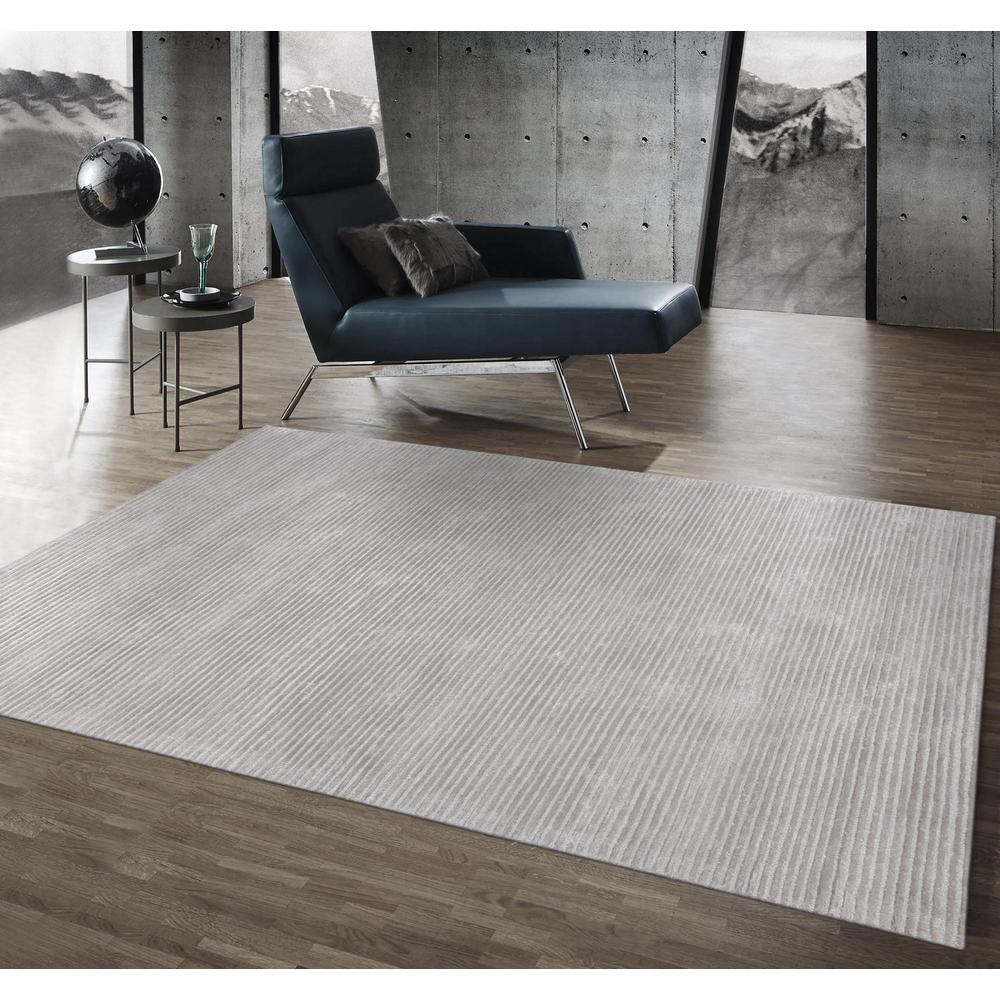 Pasargad Home Edgy Collection Hand-Tufted Silk & Wool Silver Area Rug- 5' 0" X 8' 0" - PVNY-11 5X8. Picture 4
