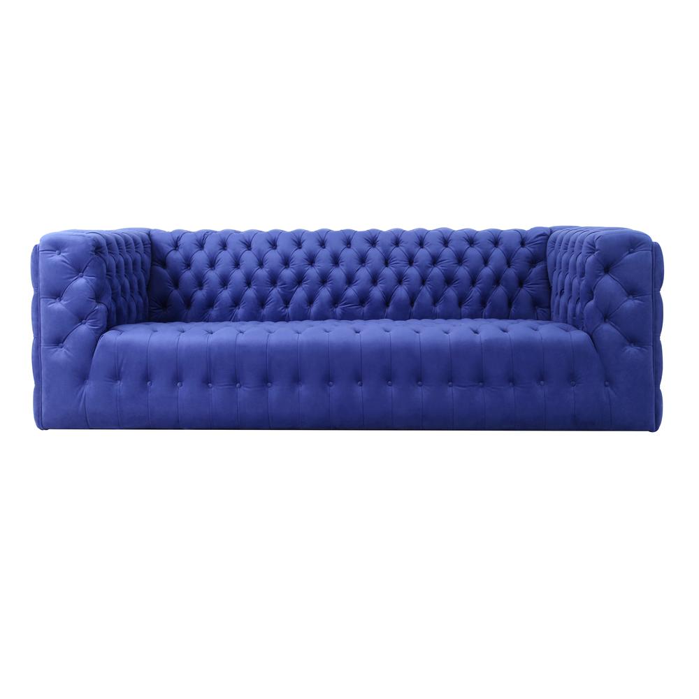 Pasargad Home Vicenza Collection Velvet Tufted Sofa (Blue). Picture 1