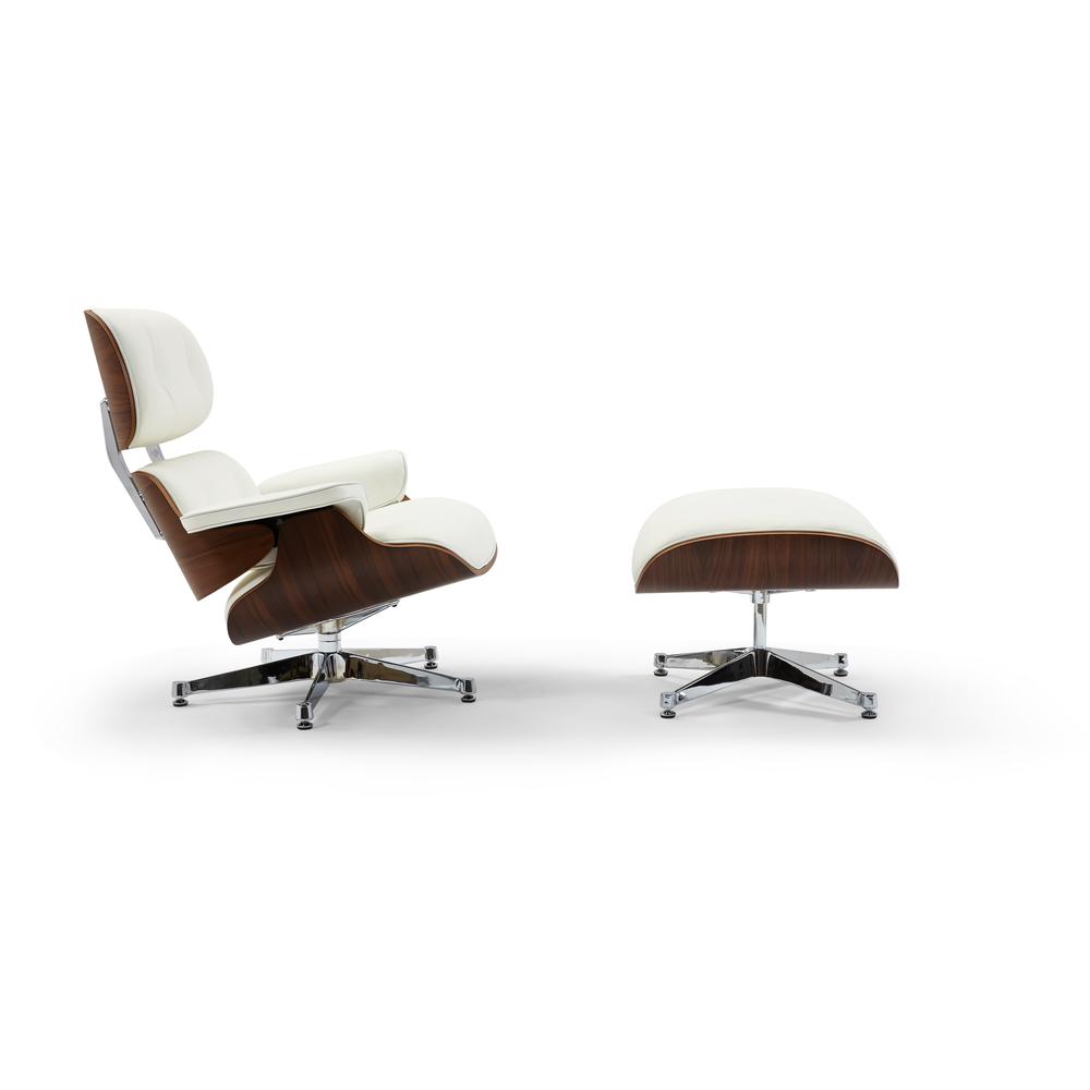 Pasargad Home Portofino Leather Lounge Chair, White. Picture 5