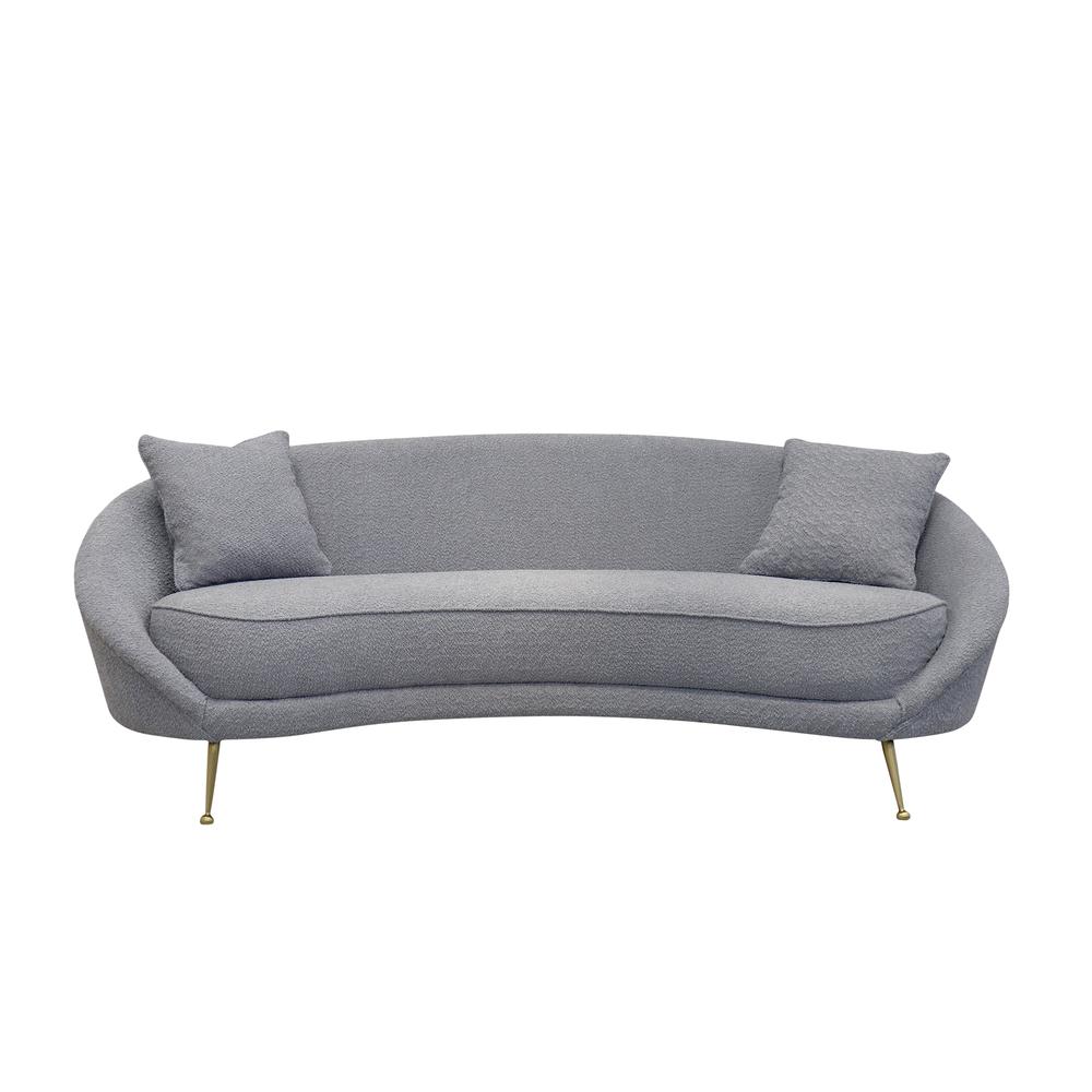 Pasargad Home Luna Collection Textured Fabric Curved Sofa, Grey. Picture 2