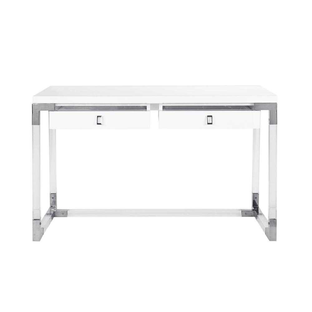 Pasargad Home Firenze Contemporary Desk, Lacquer top with Lucite/Chrome Base. Picture 2