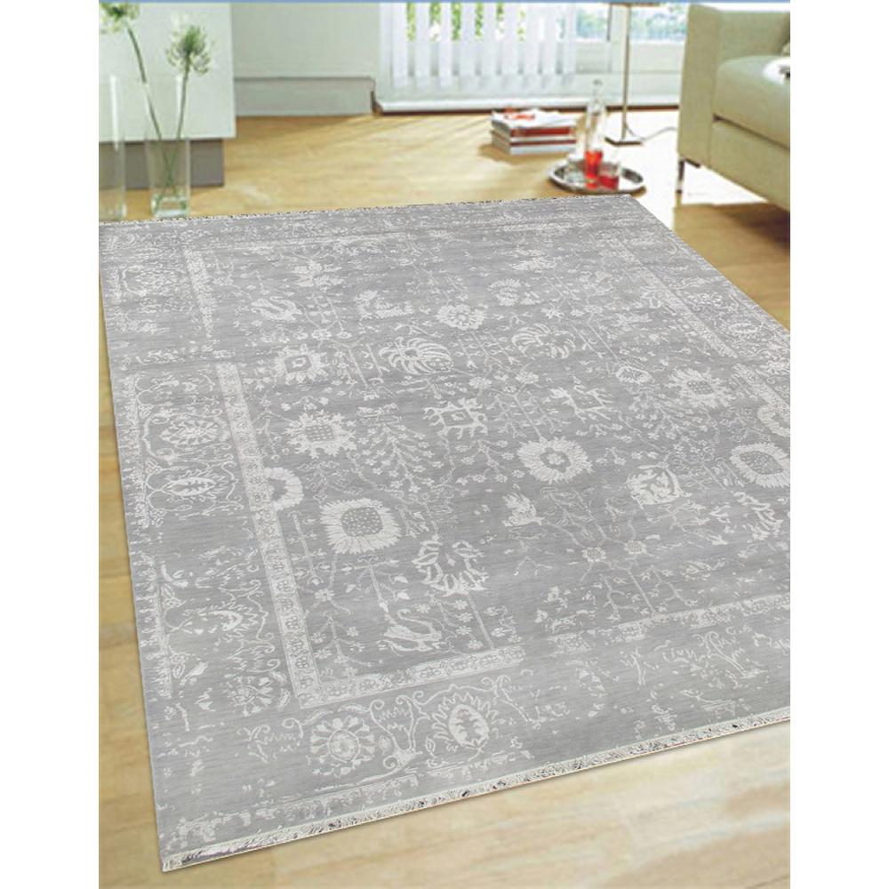 Pasargad Home Transitional Collection Hand-Knotted Silk & Wool Area Rug- 8' 0" X 10' 2" - VASE-2 8x10. Picture 2