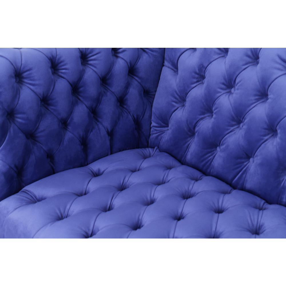 Pasargad Home Vicenza Collection Velvet Tufted Sofa (Blue). Picture 5