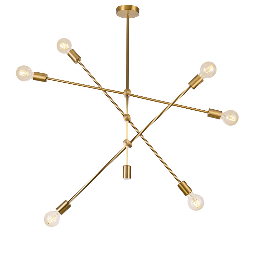 Pasargad Home Modern Gold Sputnik Chandelier 6 Lights Brass Plating Will add a Stylish Look While complementing Your Room to Create The Perfect Atmosphere. The main picture.