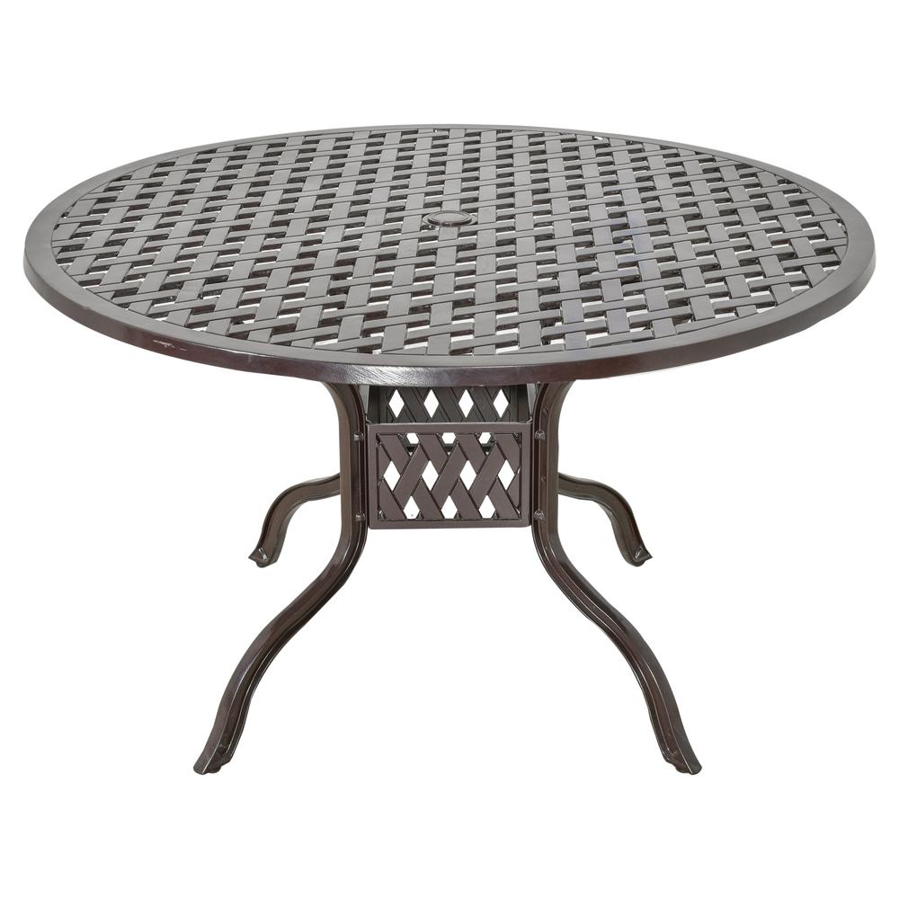 Savannah Outdoor Aluminum Round Dining Table. Picture 3