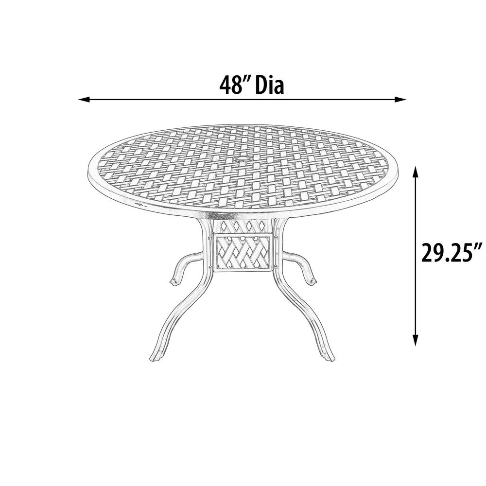 Savannah Outdoor Aluminum Round Dining Table. Picture 5