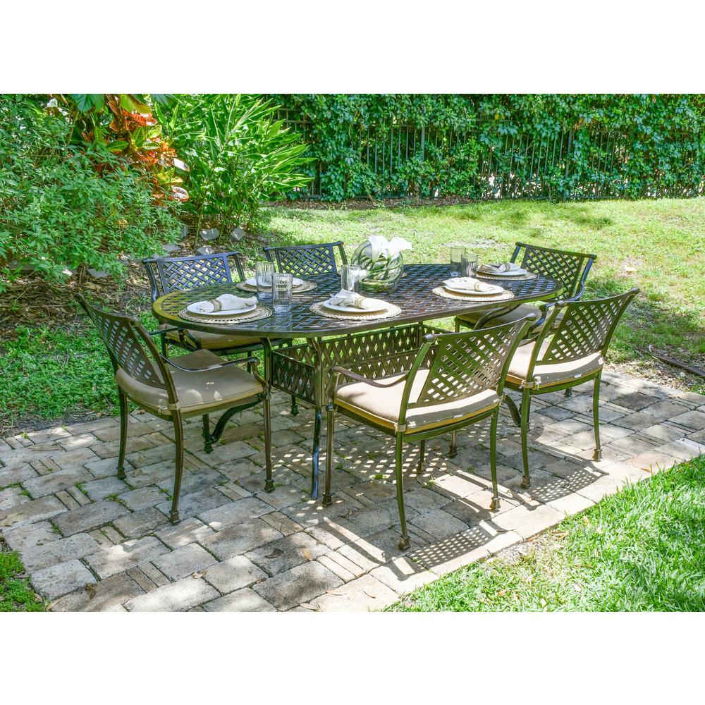 Savannah Outdoor Aluminum Oval Dining Table. Picture 2