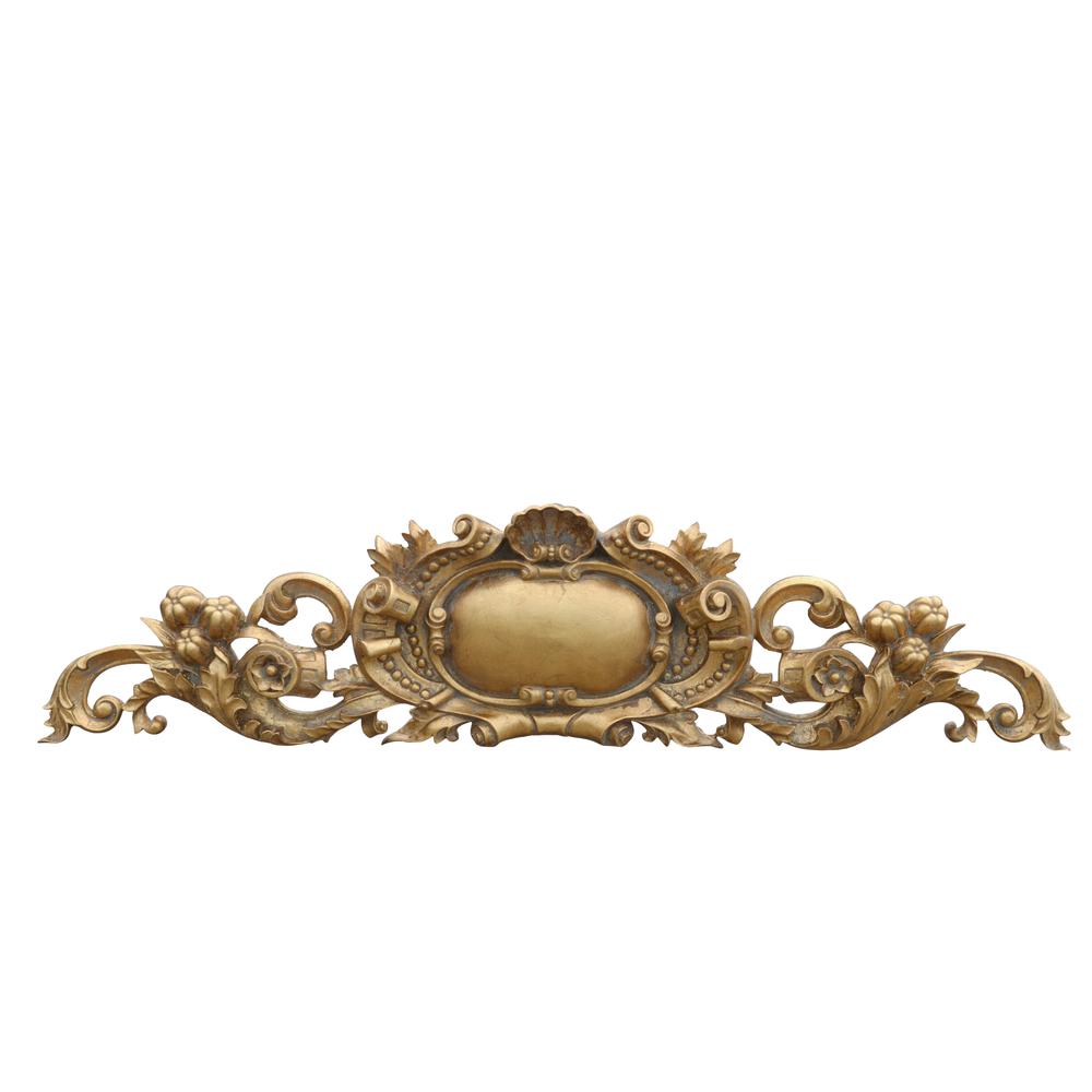 Royal Scroll Gilt Crest Pediment 50 Inch Wide. Picture 1