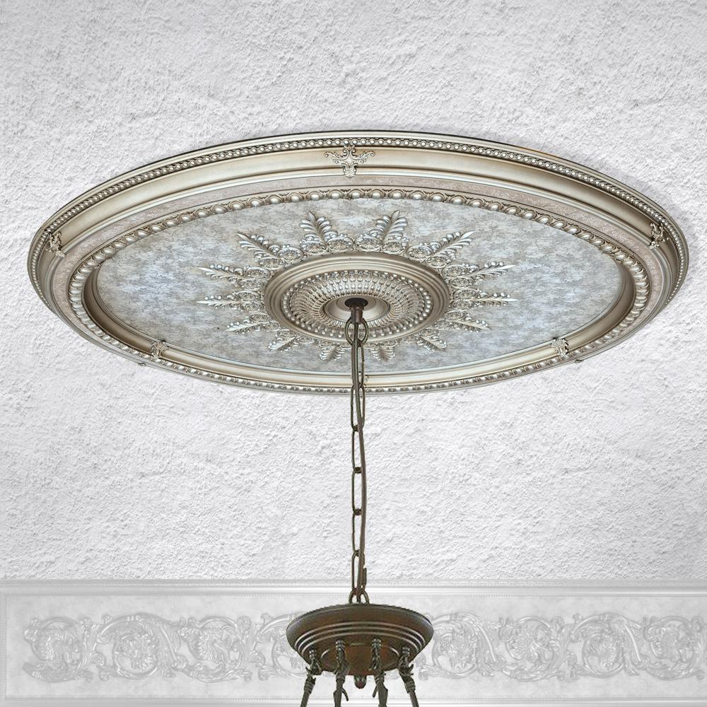 Champagne Large Oval Chandelier Ceiling Medallion 79 inches. Picture 5