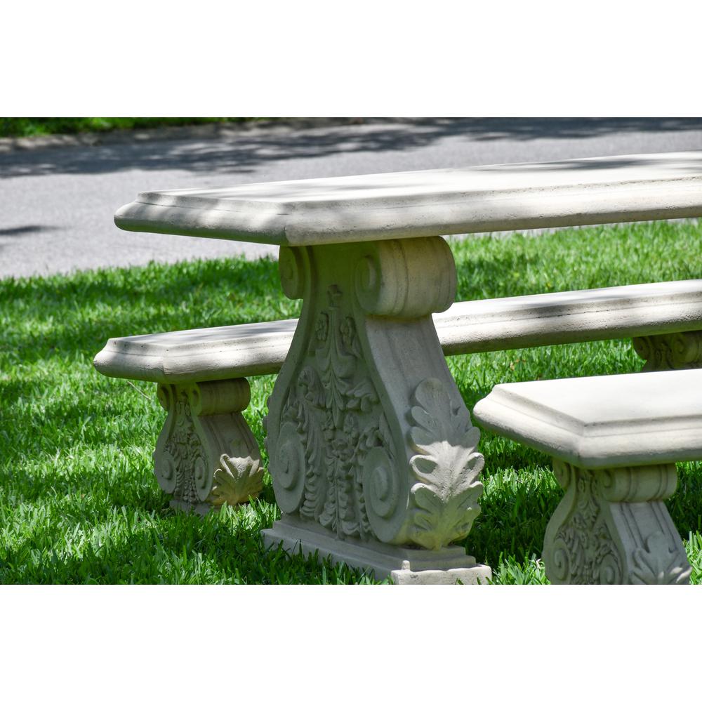 Classic Acanthus Garden Table and Bench set of 3 (KIT). Picture 3