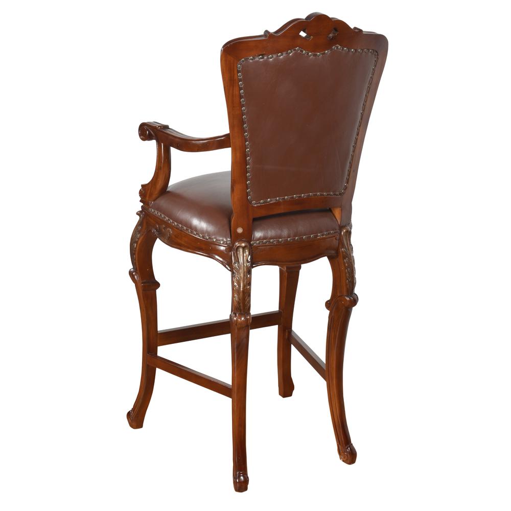 Western Chippendale Fur and Leather Bar Stool. Picture 3