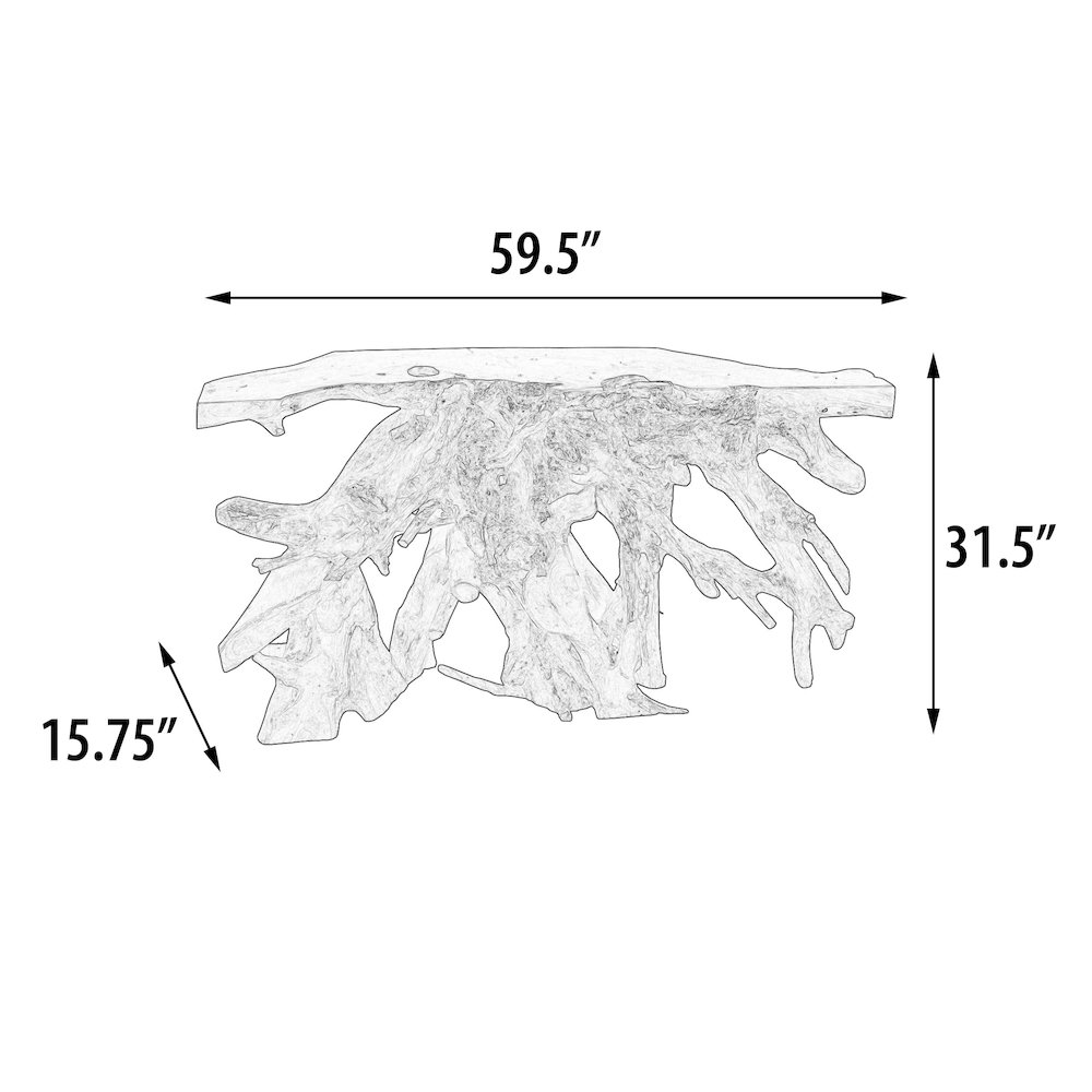 Natural Teak Root Free Form Console. Picture 5