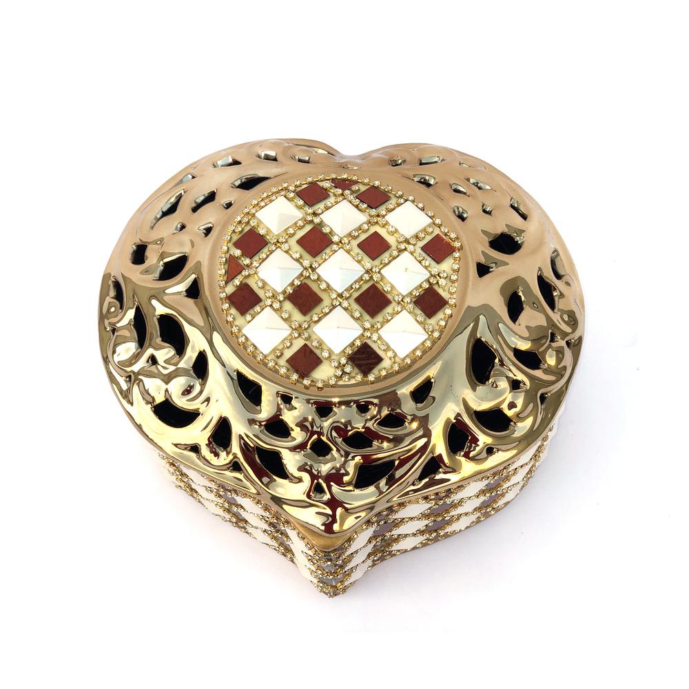 Rhinestone Heart Keepsake Jewelry Box. Picture 1