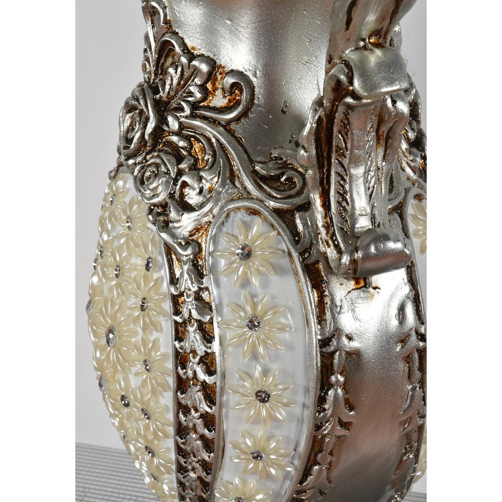 Silver Flower Jeweled Vase. Picture 2