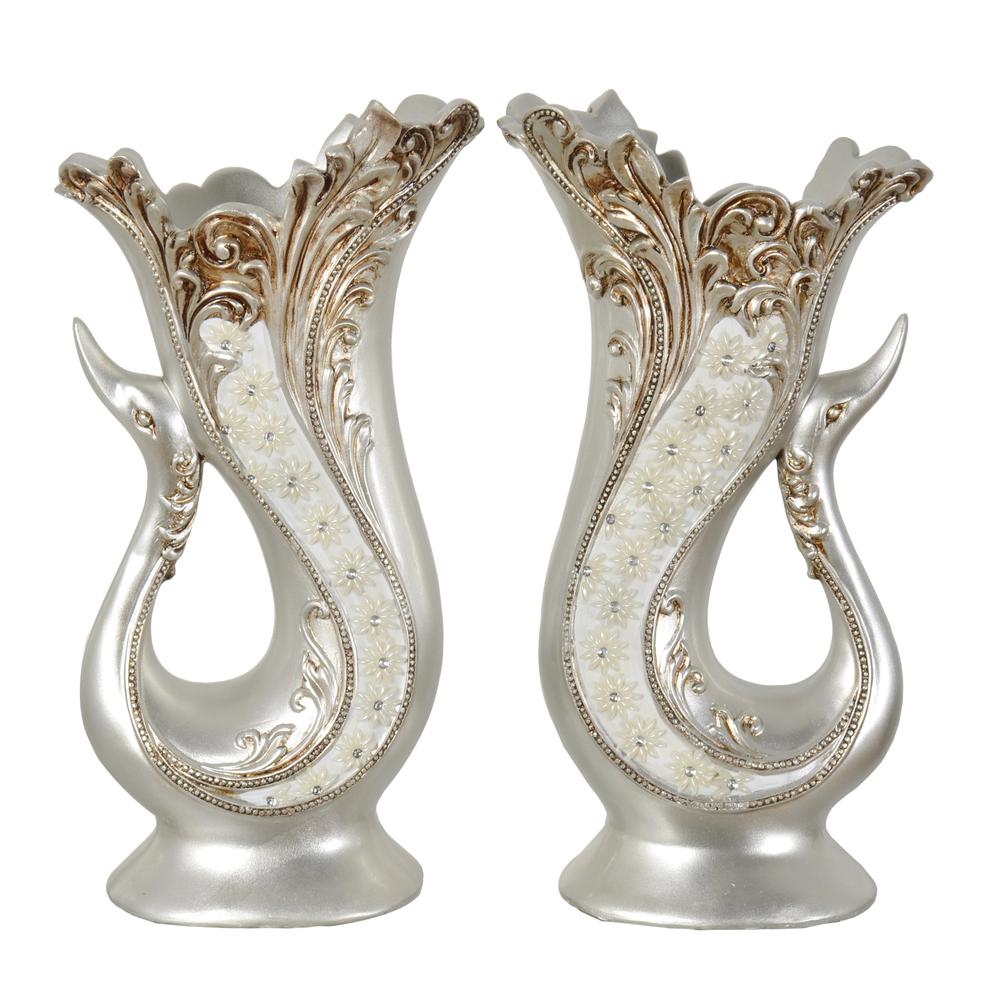 Silver Pearl Swan Set of 2. Picture 1