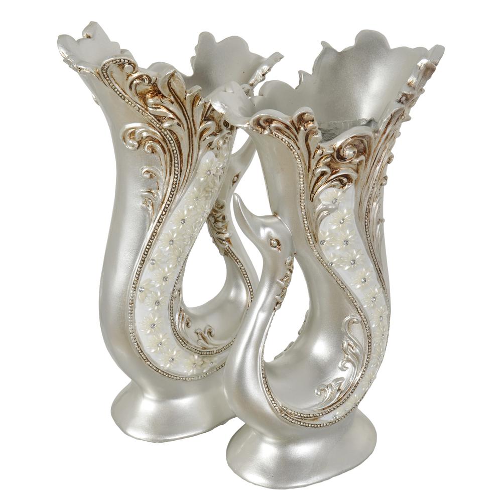 Silver Pearl Swan Set of 2. Picture 2