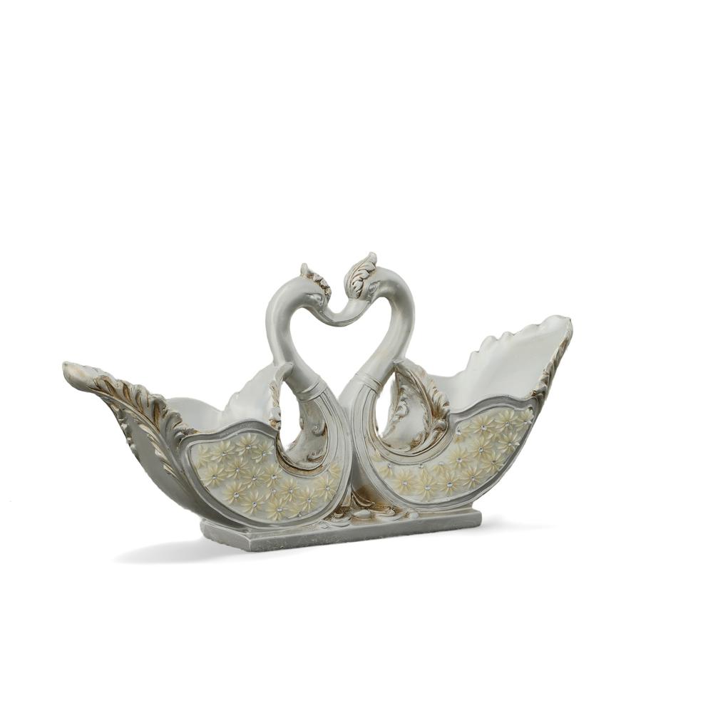 Silver Pearl Swan Double Vase. Picture 2