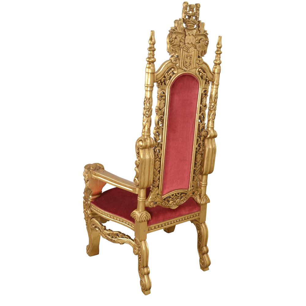 King Chair in Gold Leaf and Burgandy Velvet. Picture 2