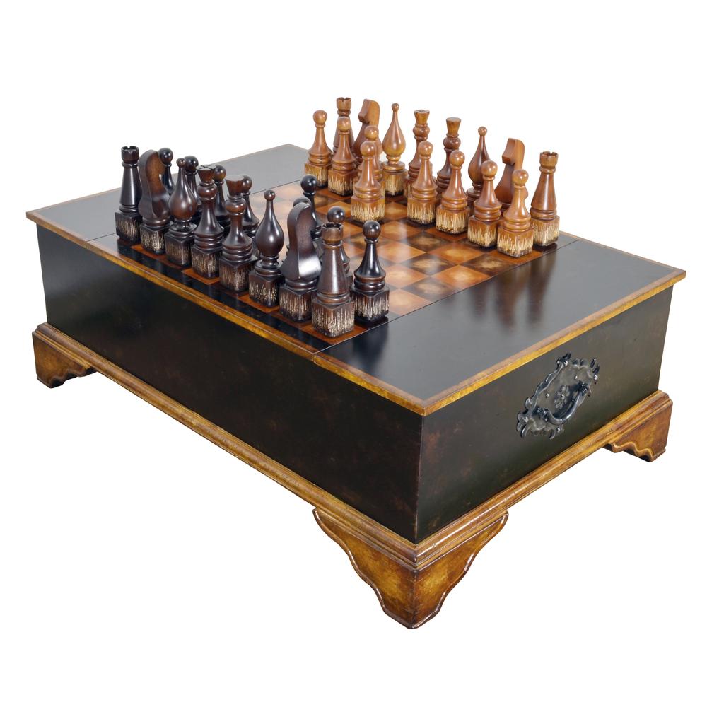 Ebony Chess Set Coffee Table. Picture 1